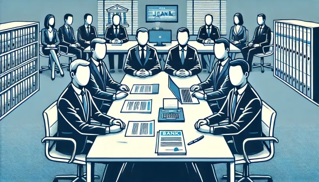 flera personer sitter vid ett skrivbord och ska förhandla om en kapitalanskaffning